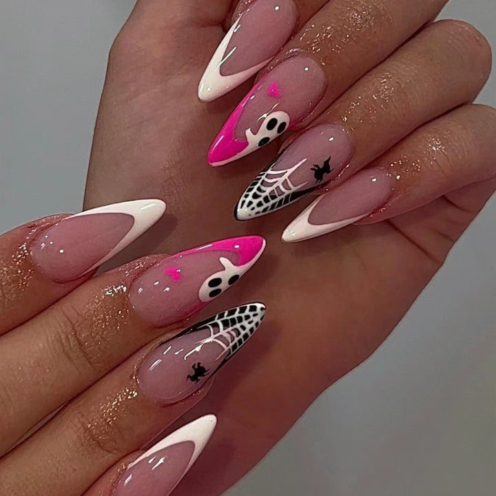 Artificial Nail Set with Colorful Flower Patterns Bowlift