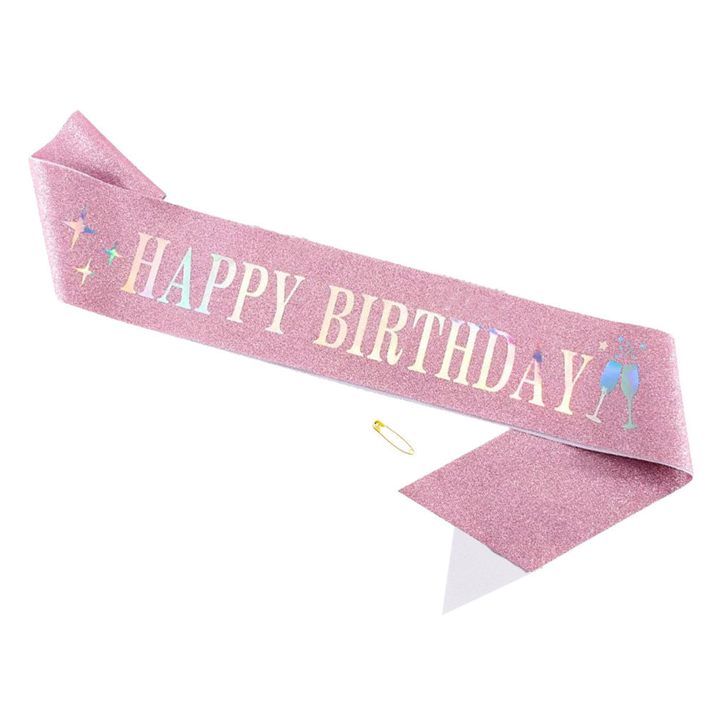 Ladies Glitter Headband with "Happy Birthday" Inscription Bowlift