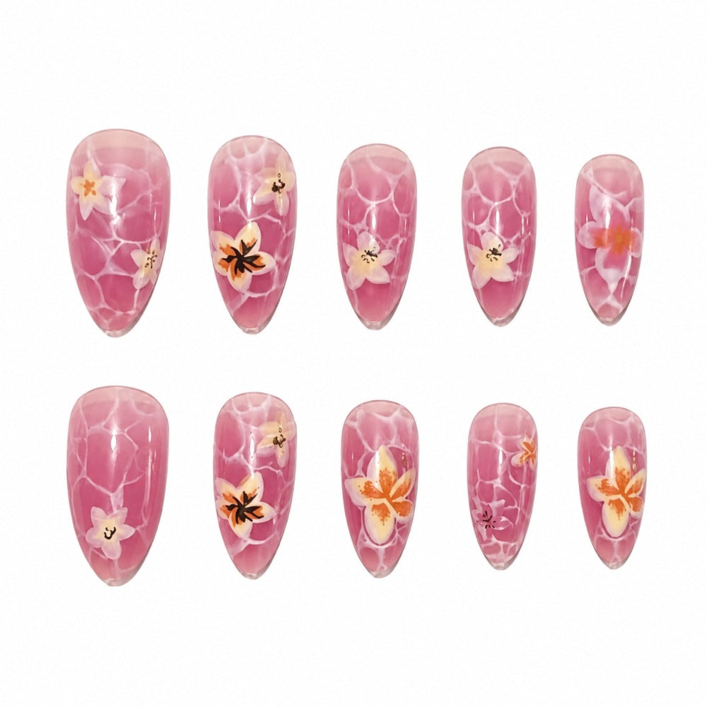 Artistic Floral-Patterned Press-On Nails Bowlift