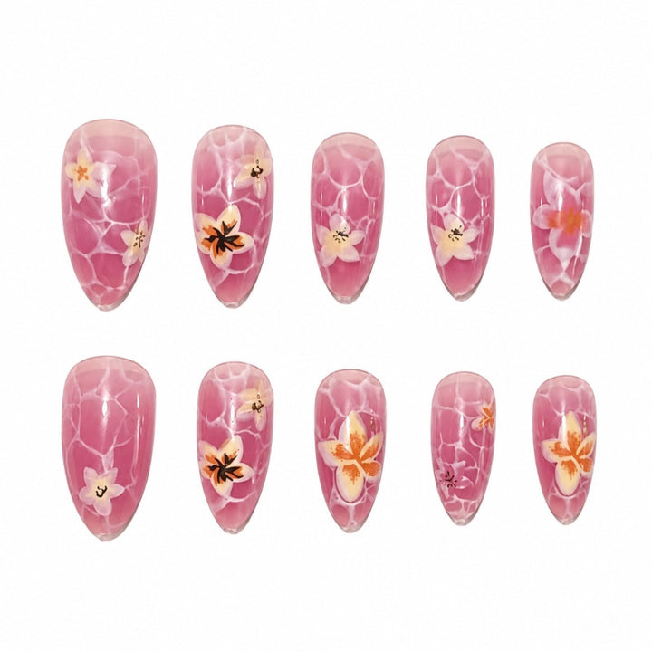 Artistic Floral-Patterned Press-On Nails Bowlift