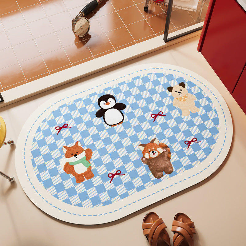 Playful Cartoon Animal Area Mat Bowlift