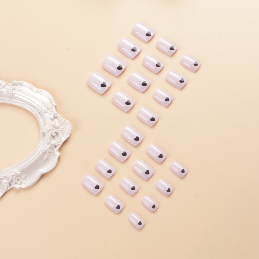 Heart-Embellished Press-On Nail Set Bowlift