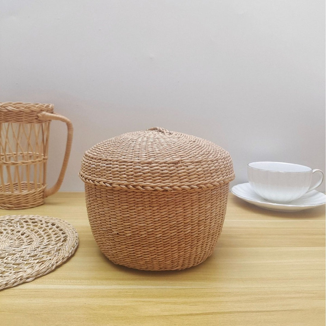 Handcrafted Natural Fiber Storage Basket Bowlift