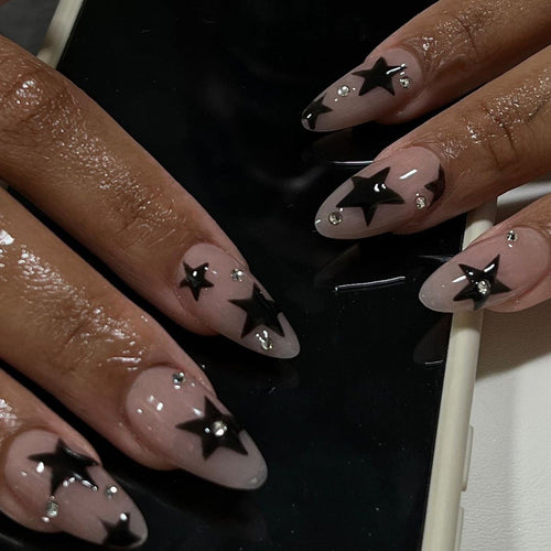 Star-Embellished Stiletto Nail Art Extensions Bowlift