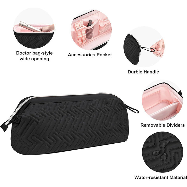 Cosmetic bag with multiple compartments and water-repellent inner lining Bowlift