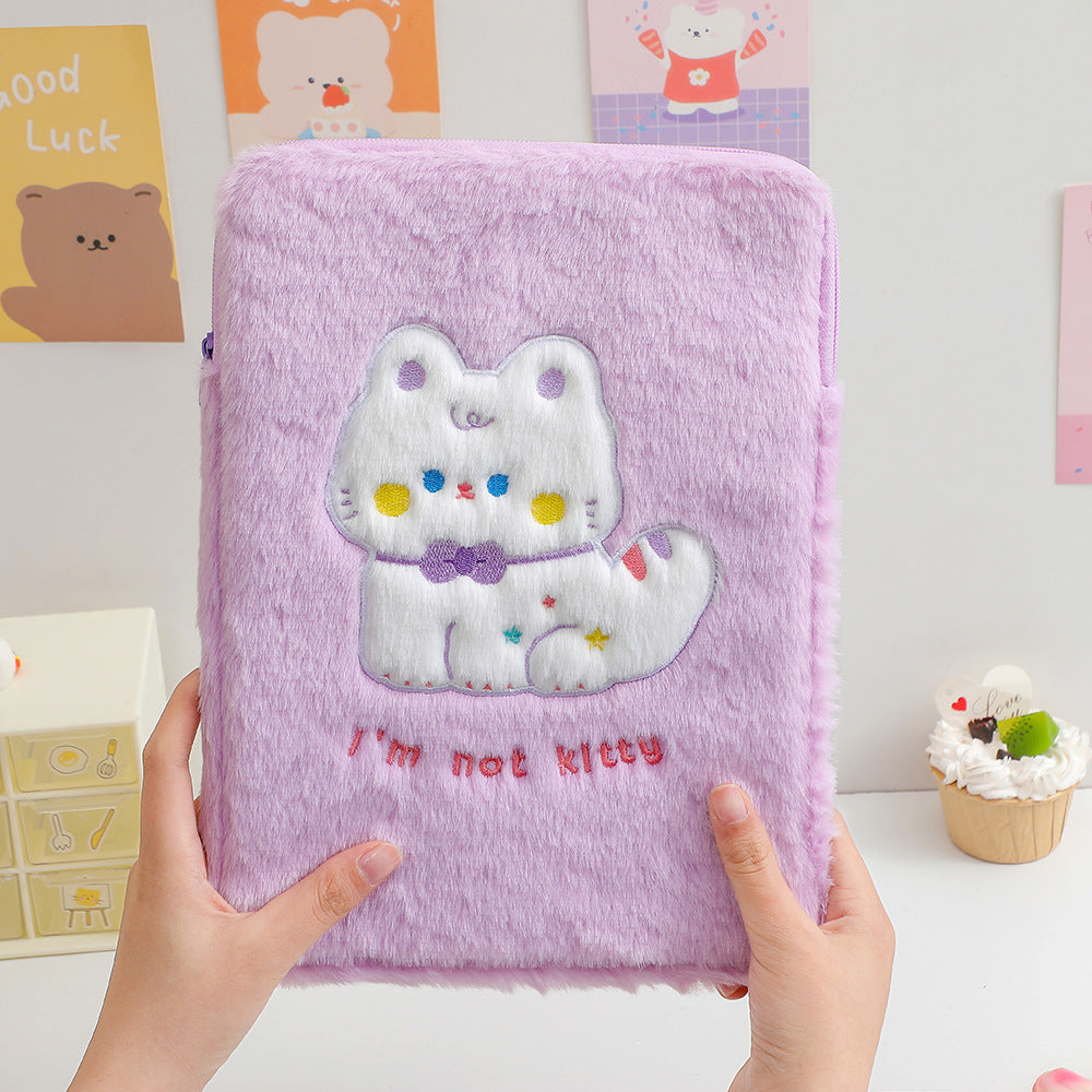 Cute Cat-Themed Furry Pencil Case Bowlift