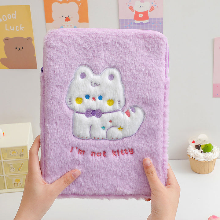 Cute Cat-Themed Furry Pencil Case Bowlift