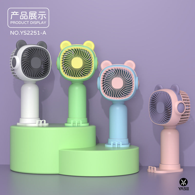 Cooling portable handheld bear-ear mini fan with adjustable tilt USB rechargeable desktop stand Bowlift