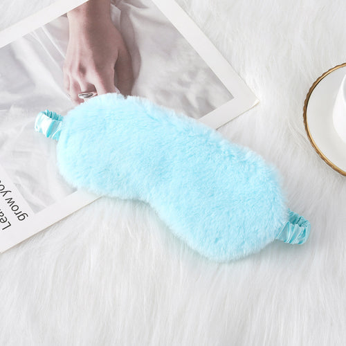 Women's cozy sleep mask made of plush with adjustable elastic band and lightproof inner lining Bowlift