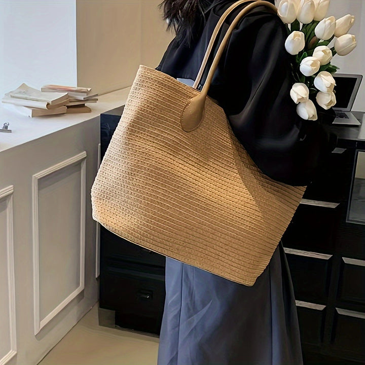 Spacious Tote Bag Made of Braided Natural Material Bowlift