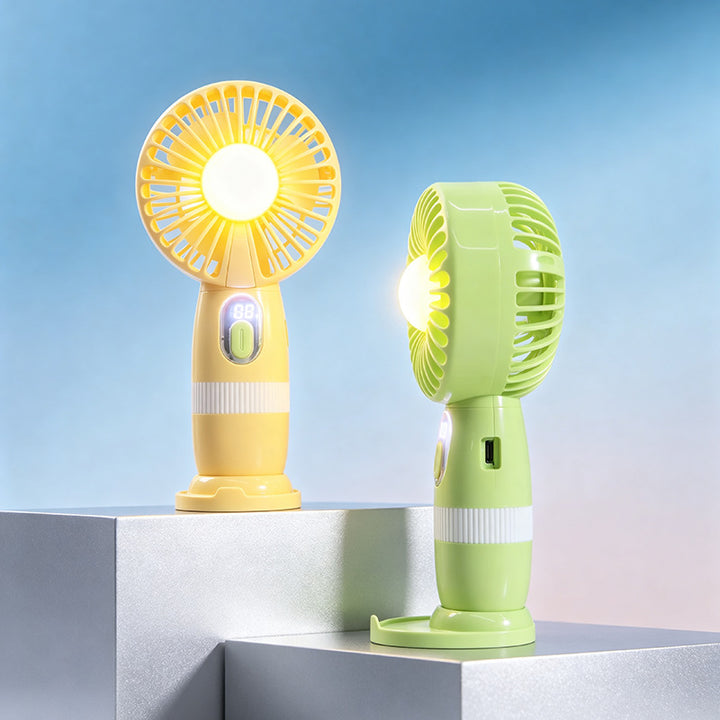Women's portable mini fan with built-in LED light Bowlift
