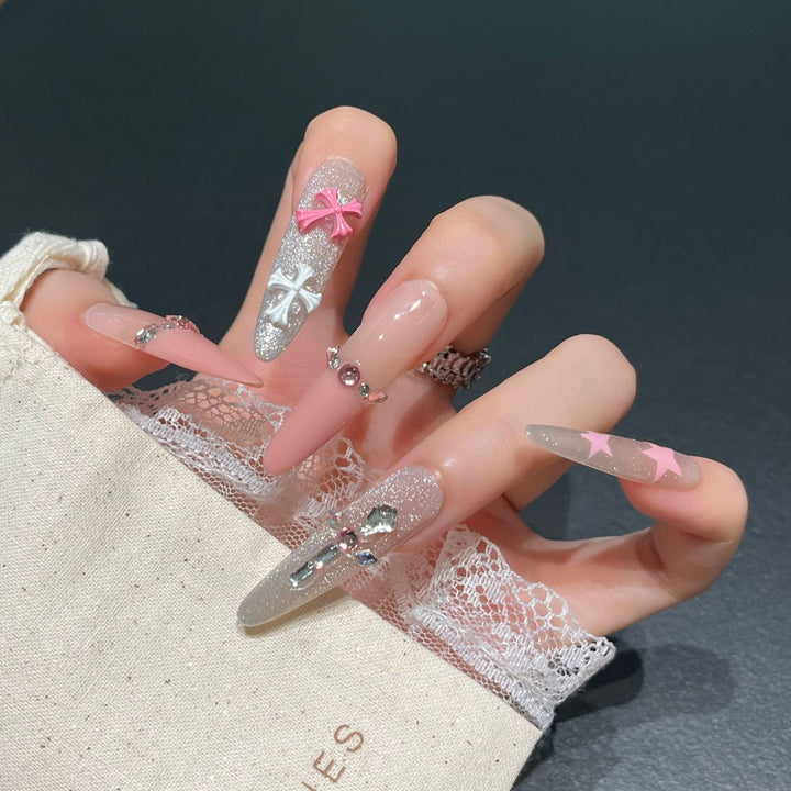 Glamorous Crystal-Studded Stiletto Press-On Nails Bowlift