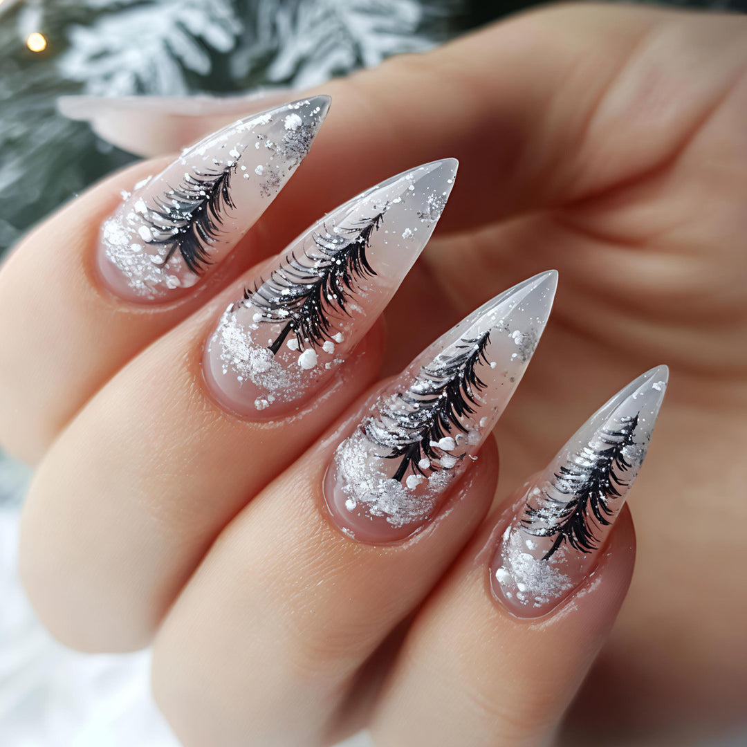 Artistic Winter-Themed Nail Art Bowlift
