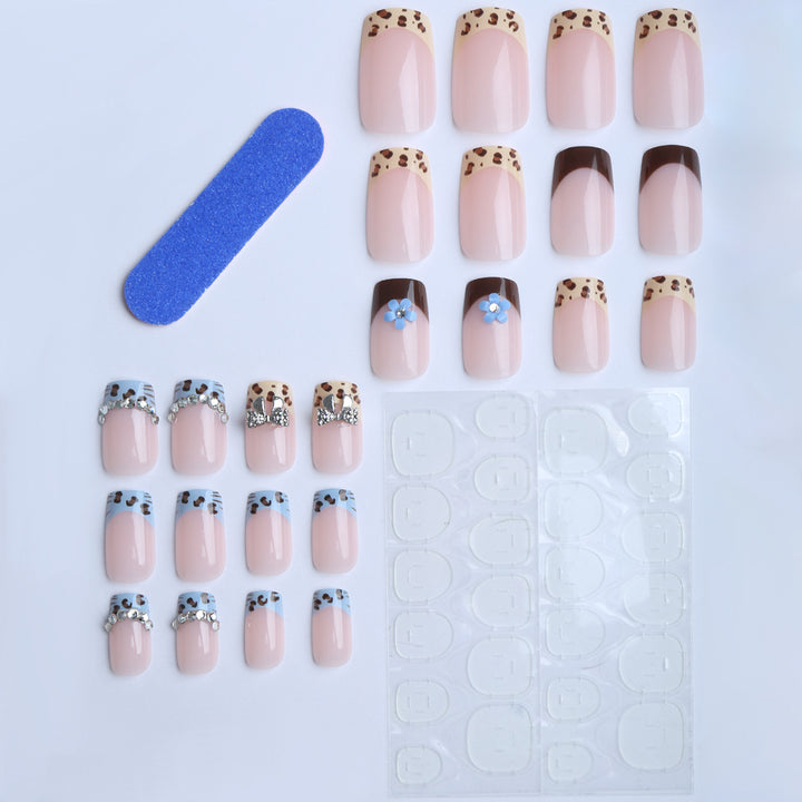 Artificial nails with stylish animal patterns and sparkling accents Bowlift
