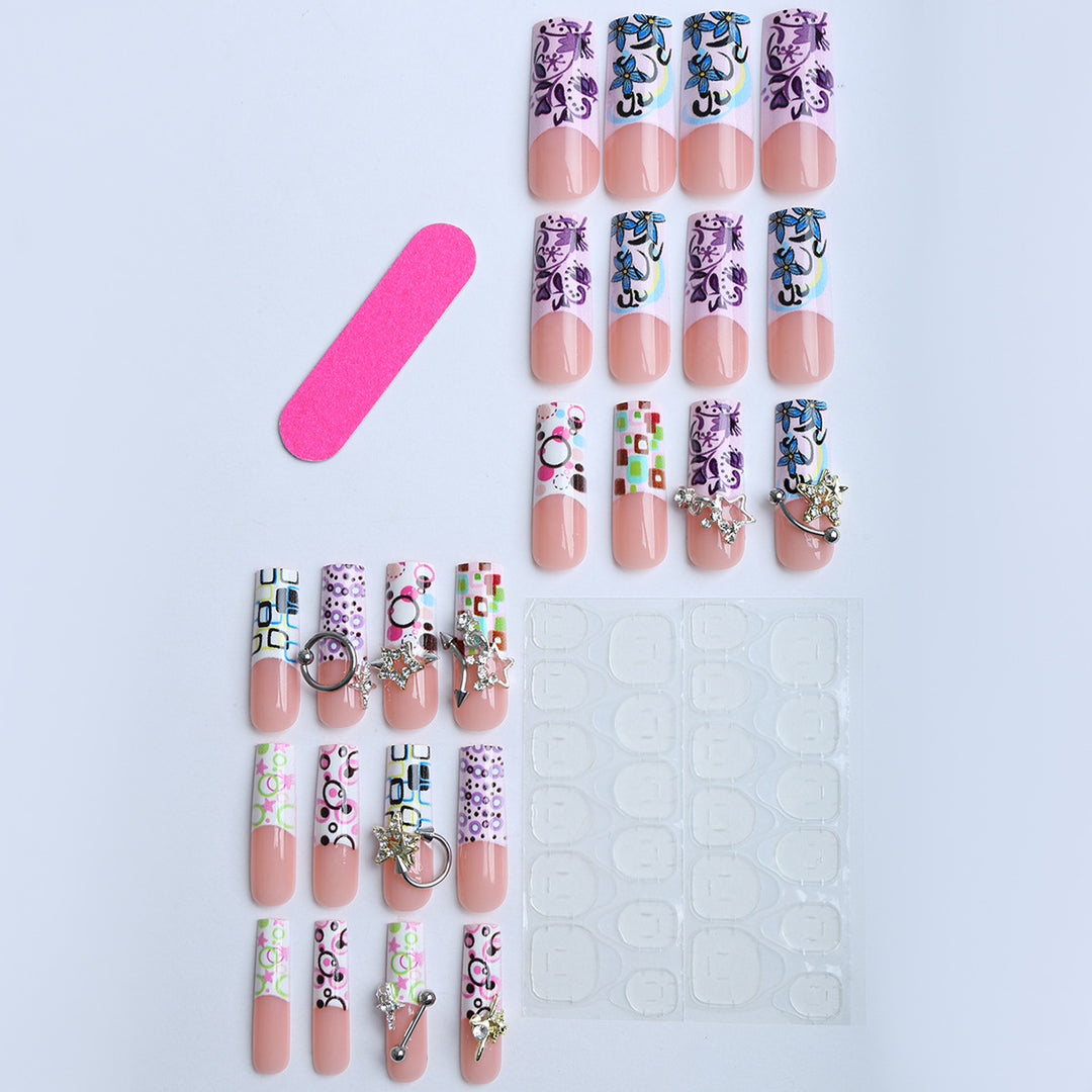 Artificial nails with creative 3D elements and playful patterns Bowlift