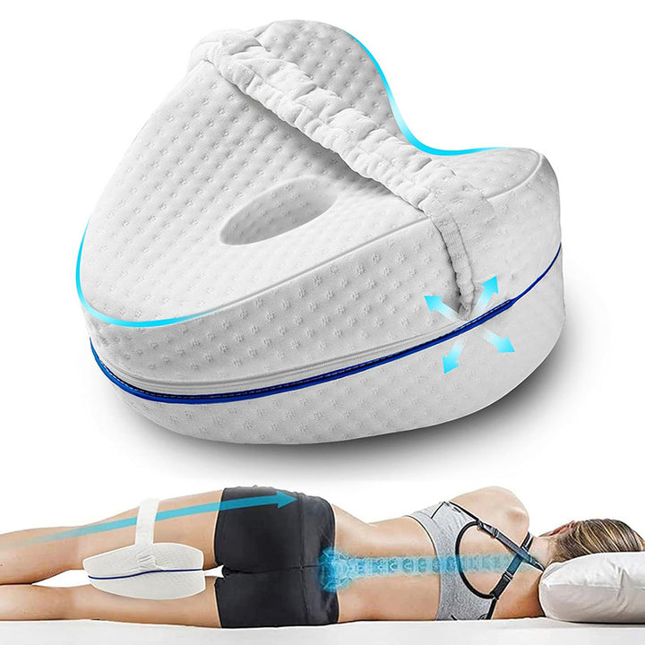 Ergonomic Memory Foam Knee Pillow with Adjustable Strap Bowlift