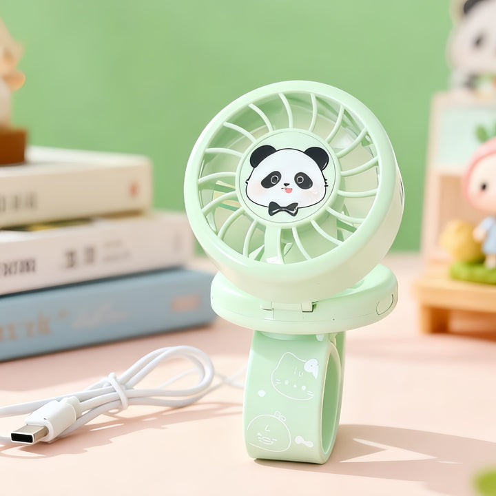 Women's Portable Hand Fan with Cute Animal Design and USB Charging Function Bowlift