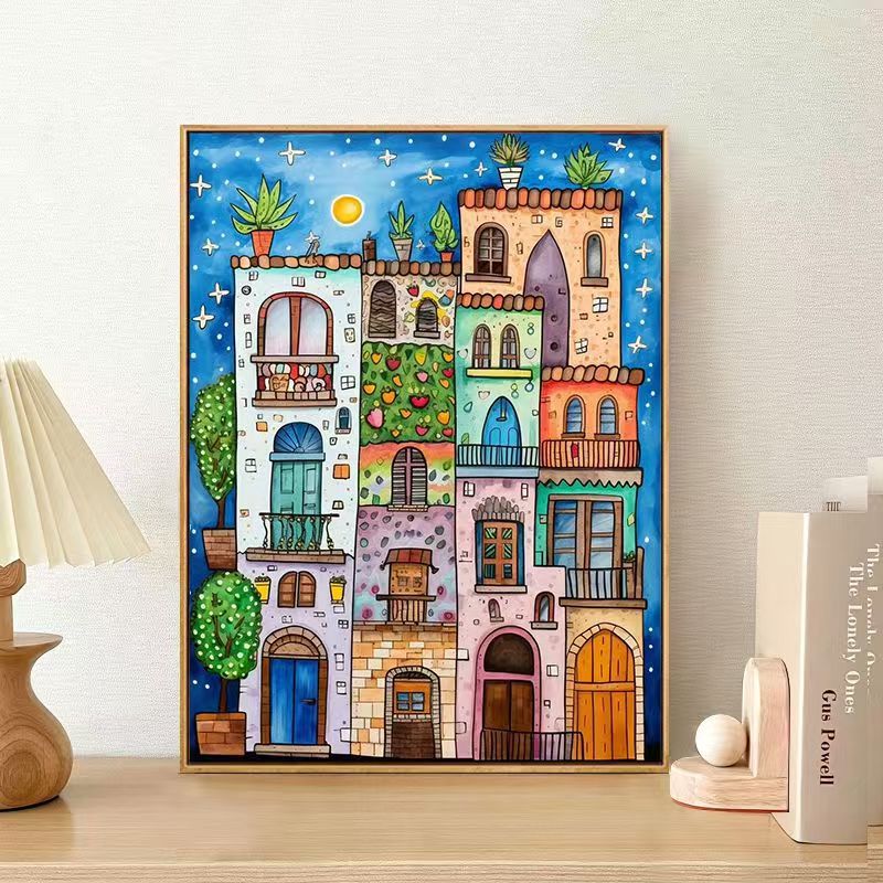 Whimsical Urban Landscape Canvas Art Print Bowlift