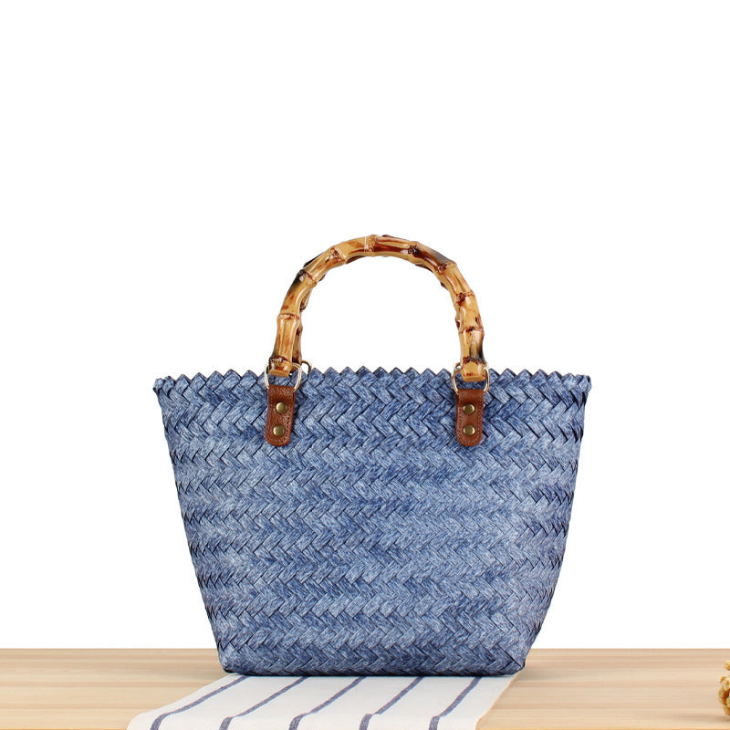 Elegant basket bag with bamboo handles Bowlift