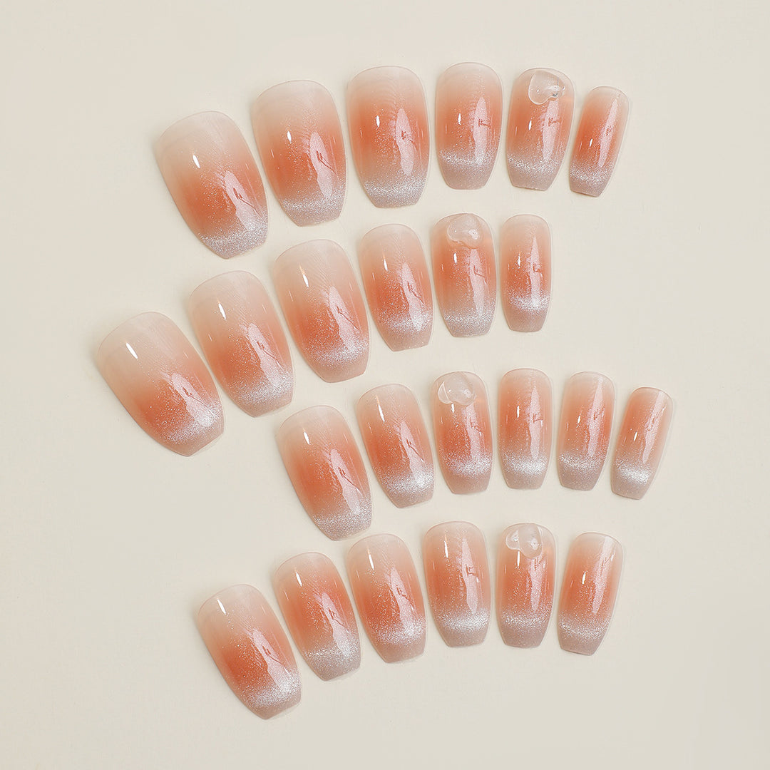 Elegant Gradient Press-On Nail Set with Glossy Finish Bowlift