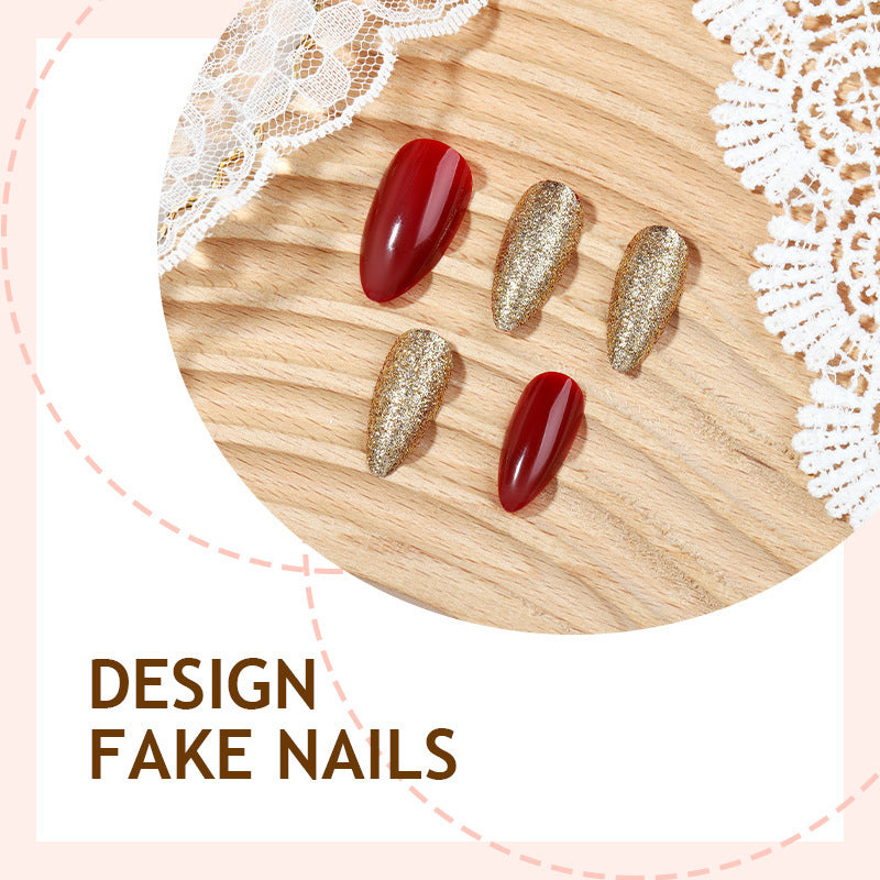 Acrylic nail set with extravagant glitter and classic design Bowlift