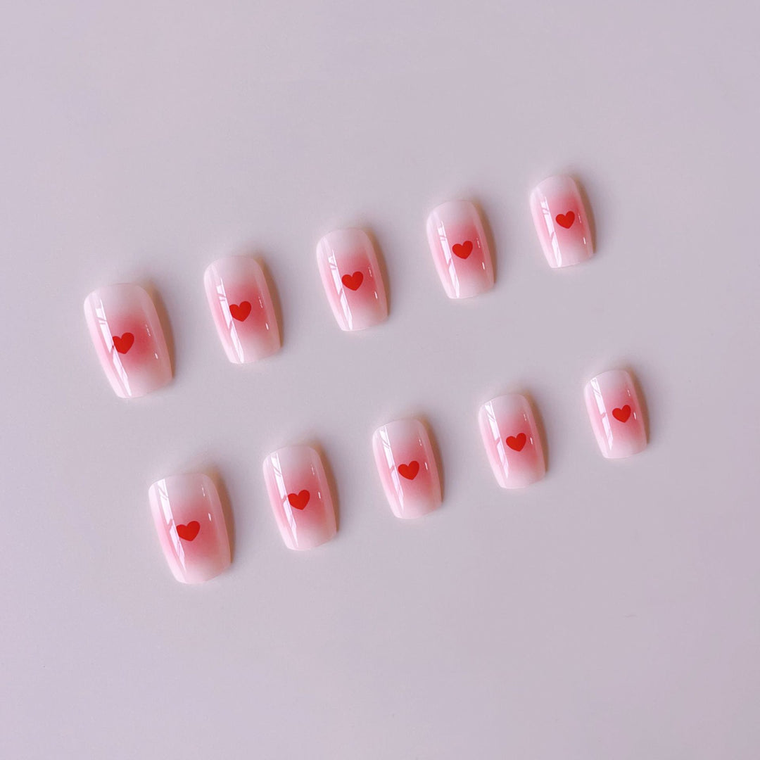 Artificial Nail Set with Romantic Heart Designs Bowlift