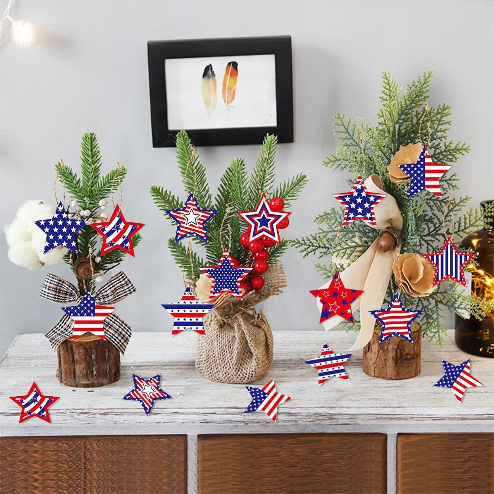 Independence Day layered star-shaped hanging party garland and tabletop decorations Bowlift