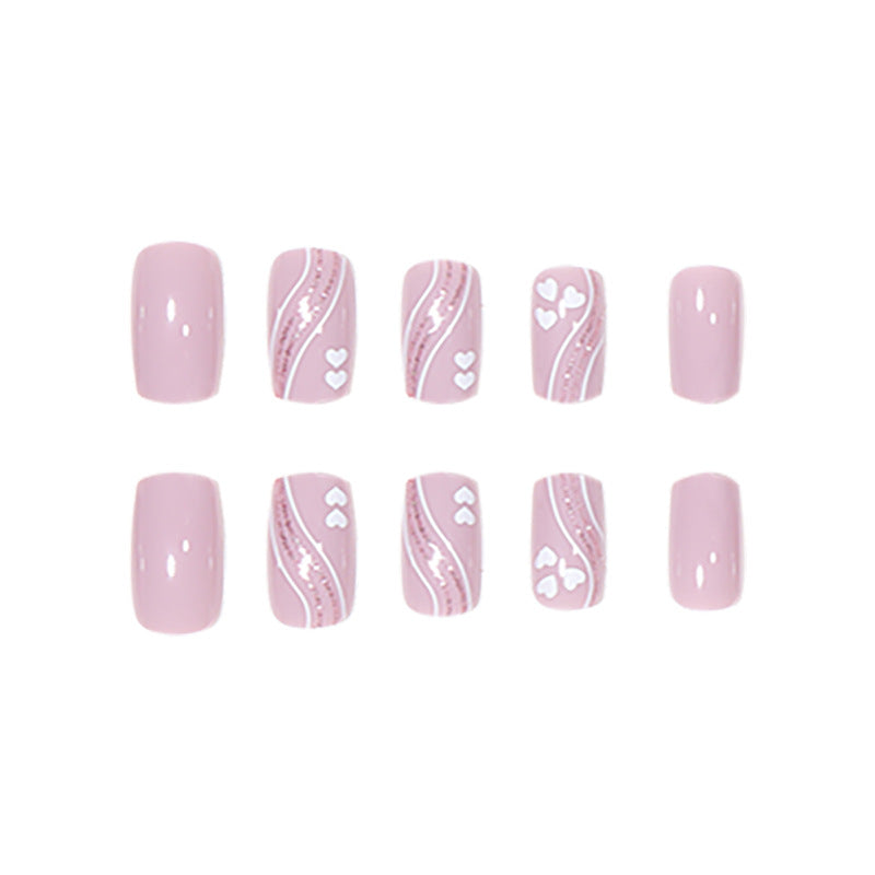 Heart-Patterned Press-On Nails Bowlift