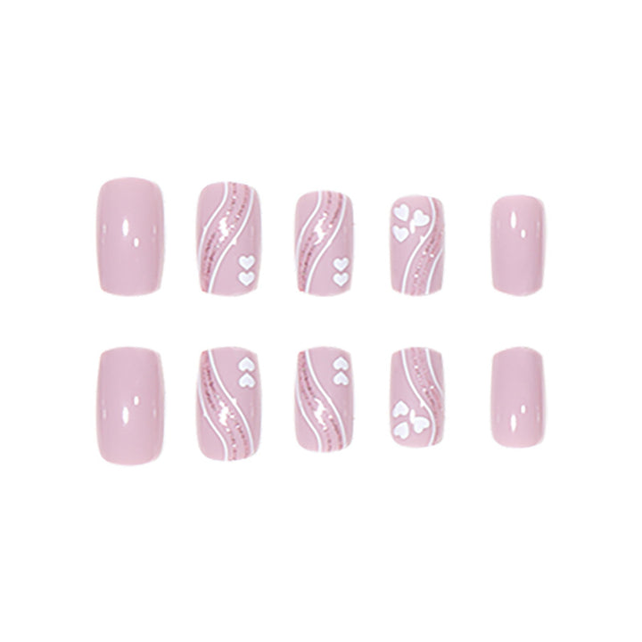 Heart-Patterned Press-On Nails Bowlift