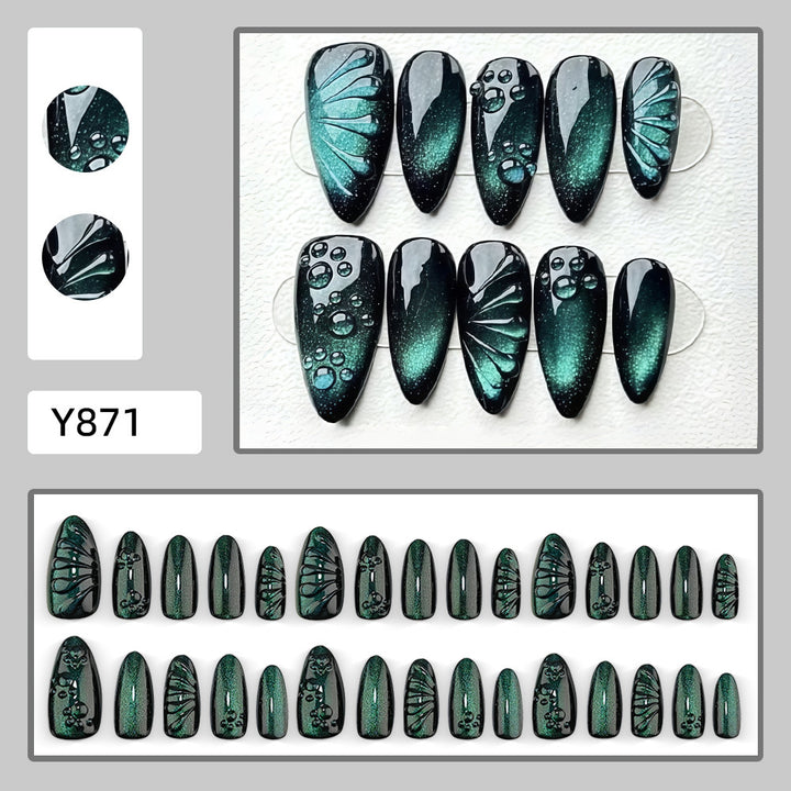 Artificial nails with shimmering wave design Bowlift
