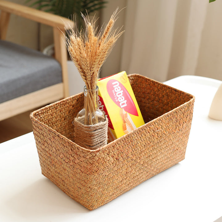 Rectangular Handwoven Storage Basket Bowlift