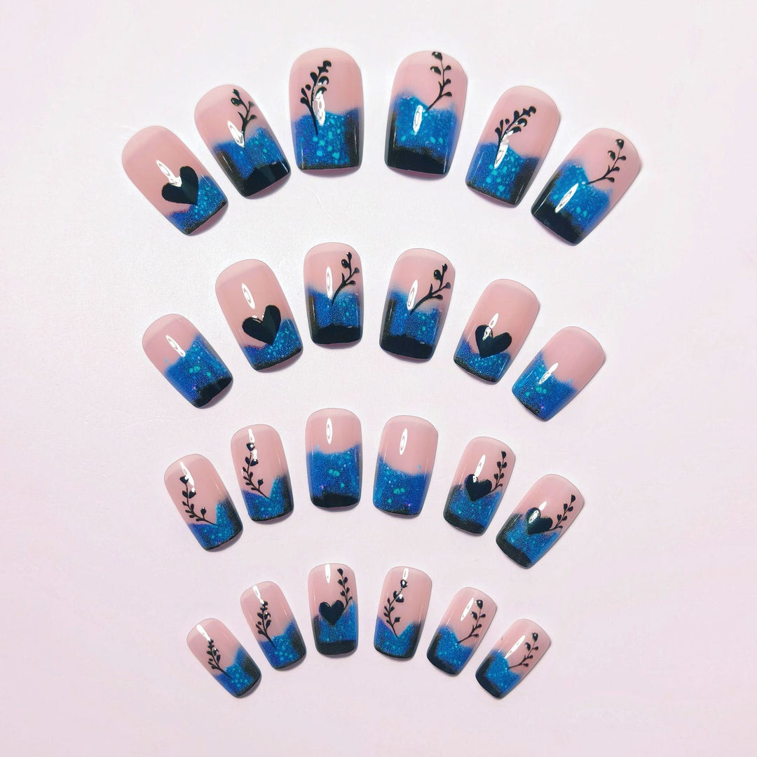 Glamorous Artificial Nails with Shimmering Ombre Design Bowlift