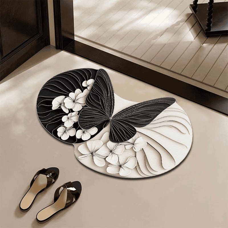 Decorative 3D Rose and Butterfly Mat