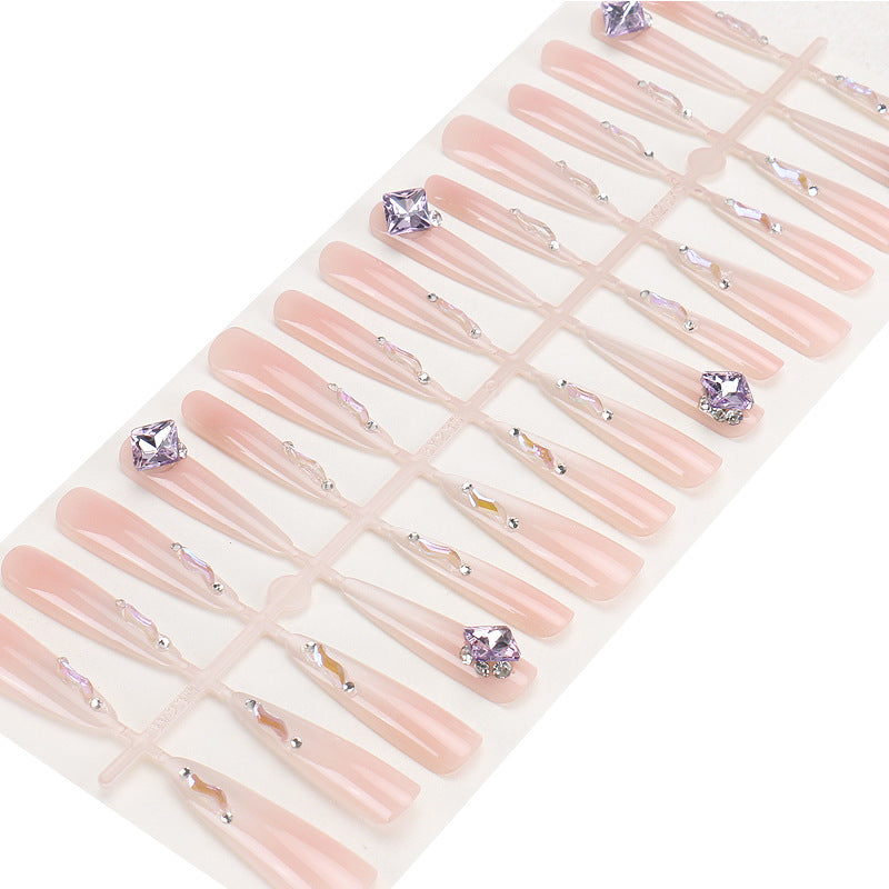 Artistic Stiletto Press-On Nail Set with Glitter and Gemstone Accents Bowlift