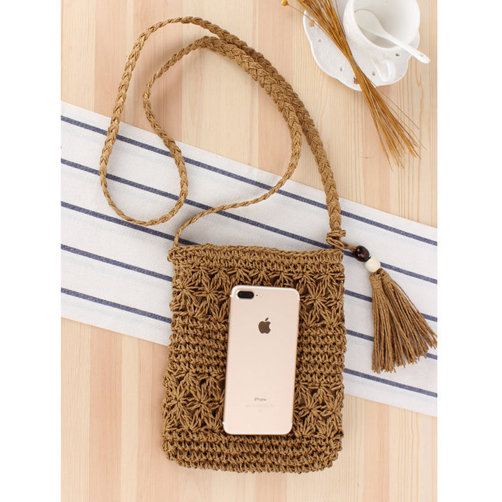 Macrame Crossbody Bag with Playful Tassel Detail Bowlift
