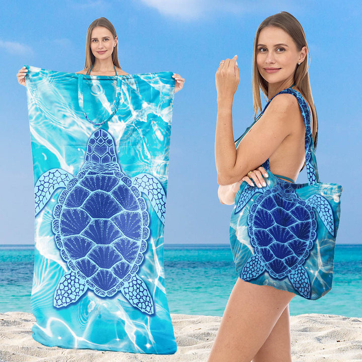 Beach towel with integrated tote bag design Bowlift