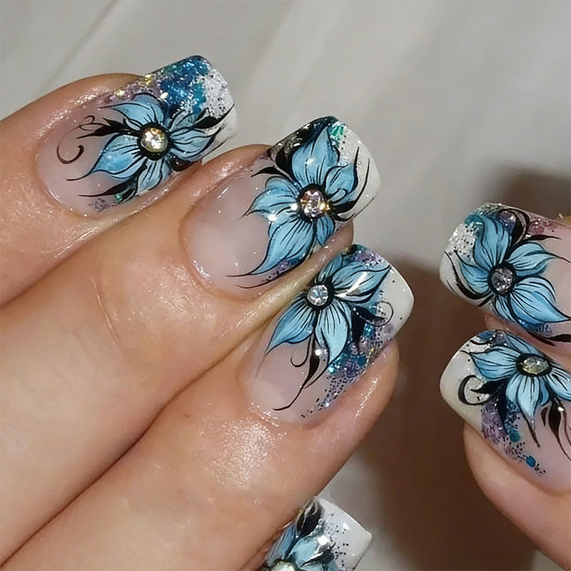 Artificial nails with floral details Bowlift