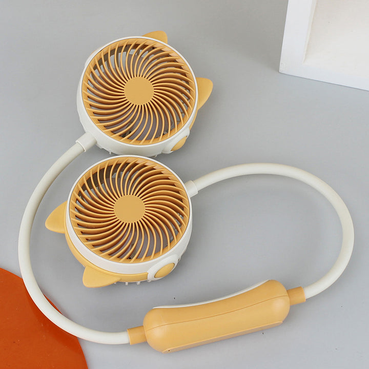 Women's Wearable Neck Fan with Dual Rotating Blades Bowlift