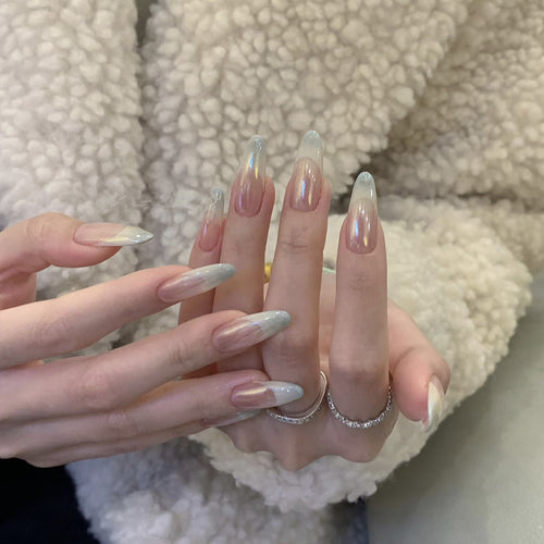 Ombre Stiletto Press-On Nails with Iridescent Finish Bowlift