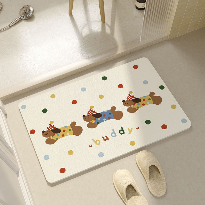 Playful Cartoon Dog-Themed Bath Mat Bowlift