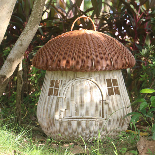 Playful cat basket in mushroom design Bowlift