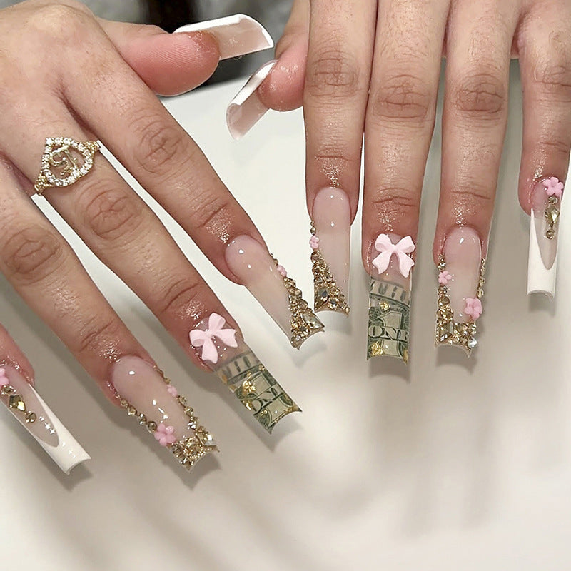 Acrylic Nail Set with Luxurious Decorations Bowlift