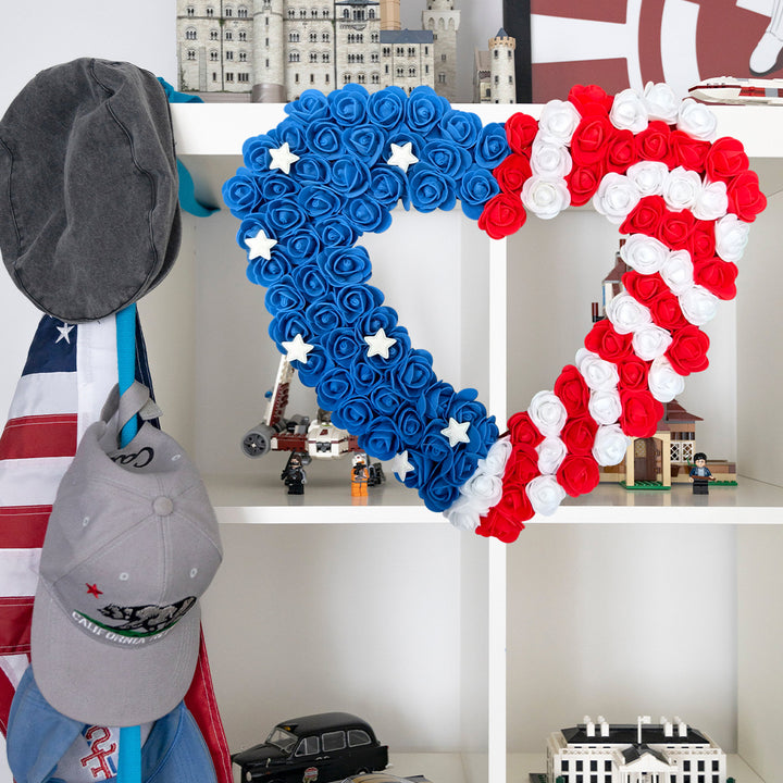 Unisex nan patriotic pom pom front door wreath with star embellishments Bowlift