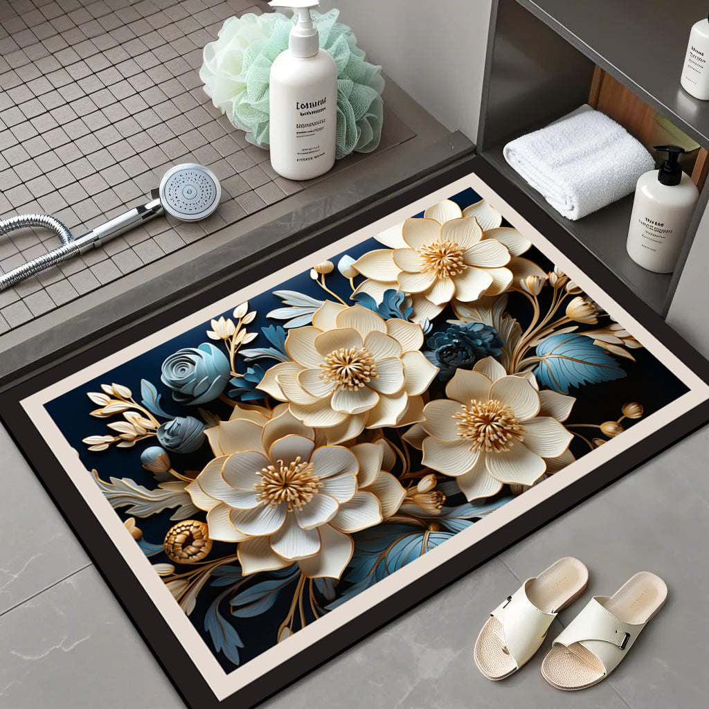 Floral Patterned Comfort Bath Mat Bowlift