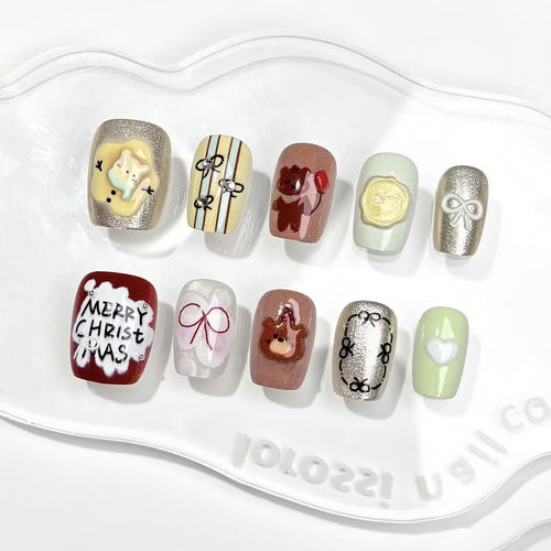 Festive Themed Press-On Nail Art Set Bowlift