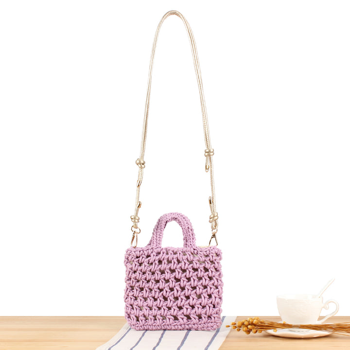 Handbag Made of Handmade Macrame with Adjustable Shoulder Strap Bowlift