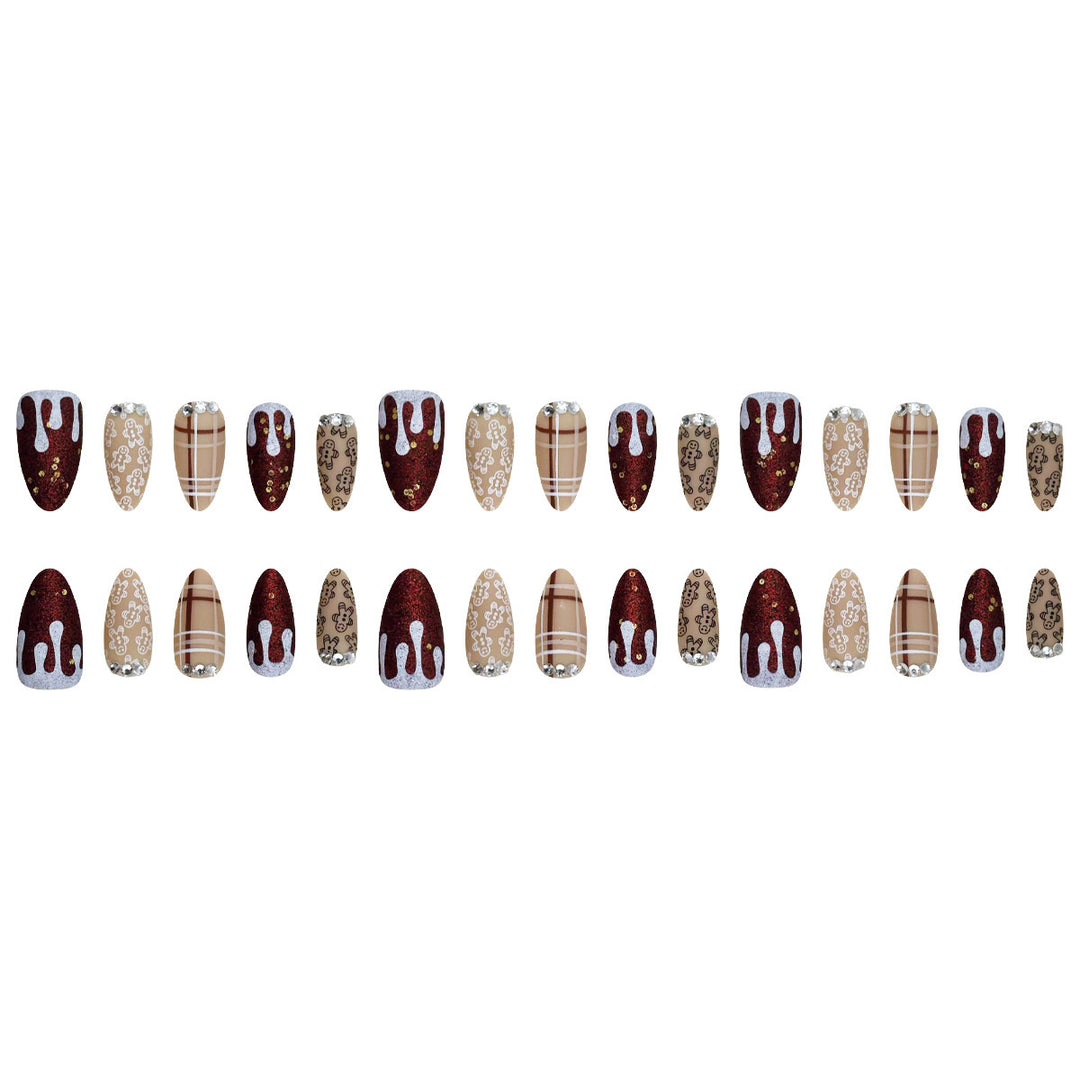 Festive Gingerbread Themed Press-On Nails Bowlift