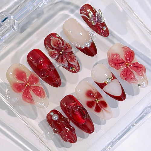 Floral Art Press-On Nail Set Bowlift