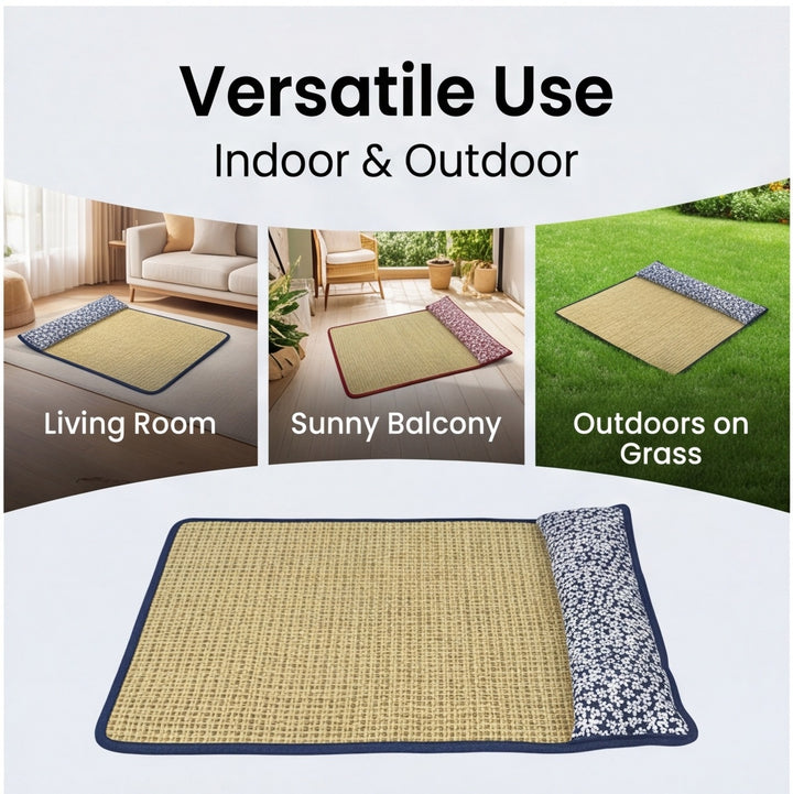 Unisex nan cooling sisal sleeping mat with padded neck pillow for pets Bowlift