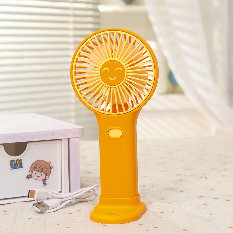 Ladies Portable Hand Fan with Smiling Face and USB Charging Function Bowlift